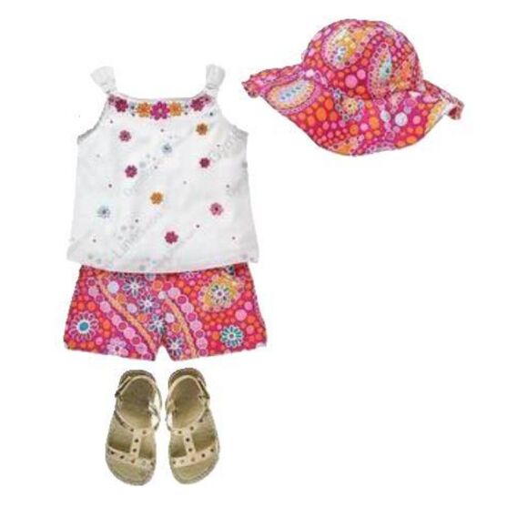 Gymboree girl magenta pink orange paisley polka dot floral pull on shorts 18-24 - Picture 4 of 4